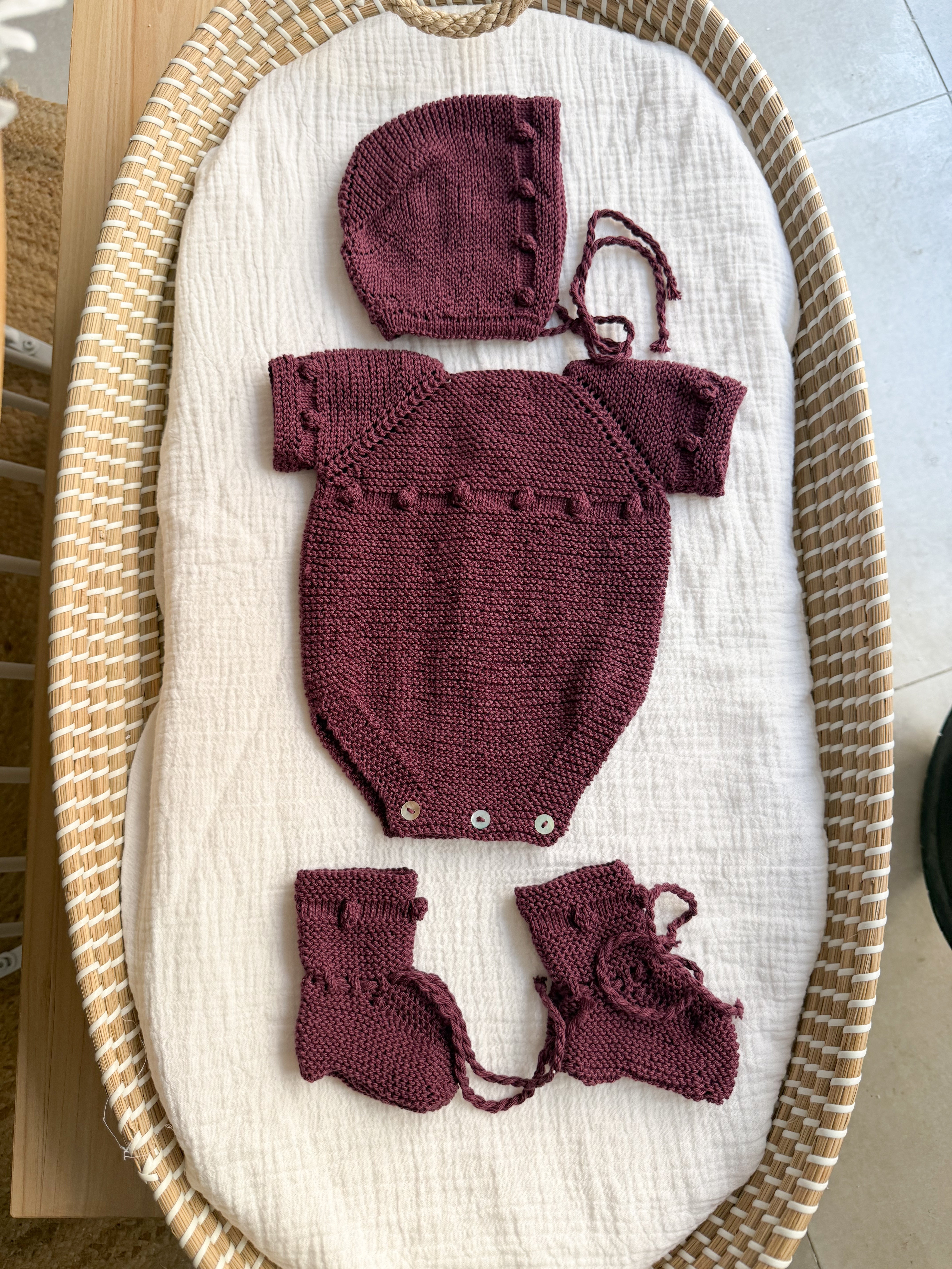 Conjunto bodoques berenjena algodon
