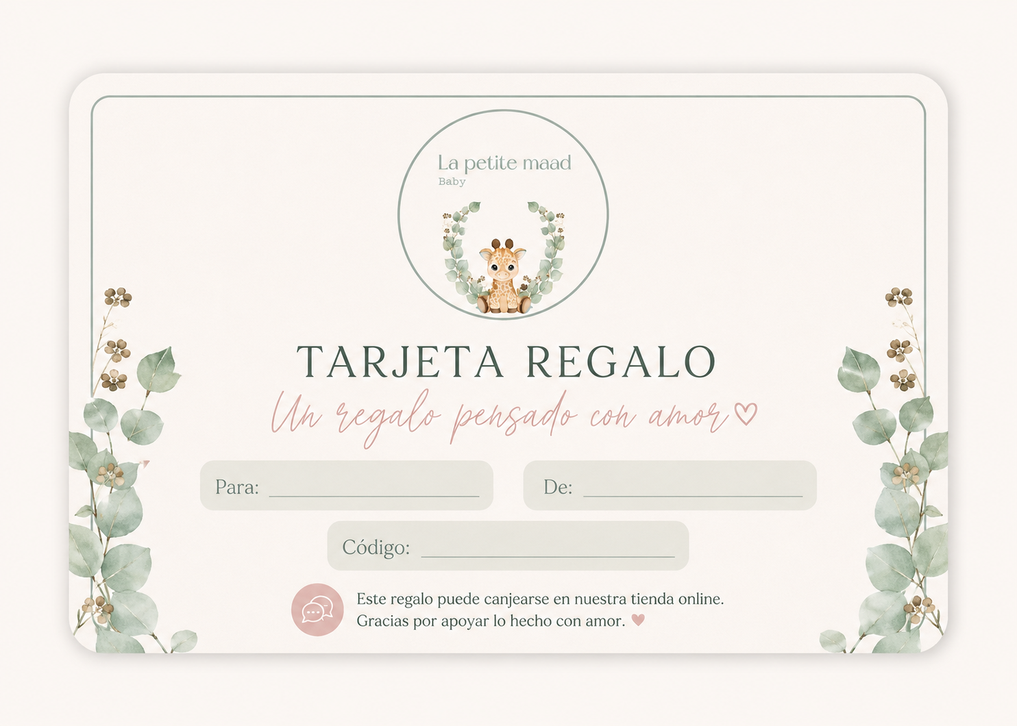 Tarjeta regalo de La Petite Maad