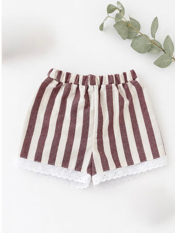Pantalón corto rayas borgoña