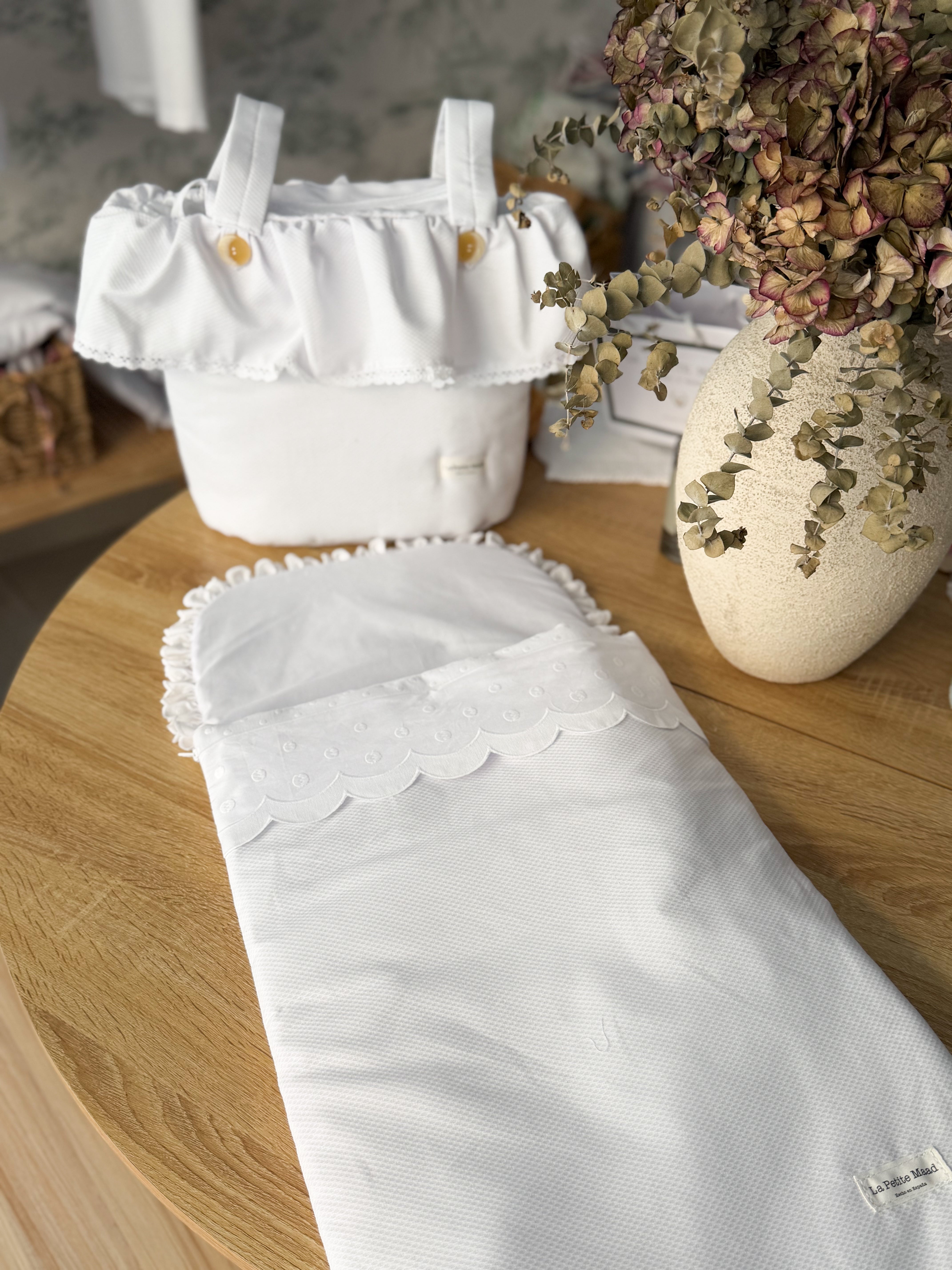 Saco universal para capazo pique blanco