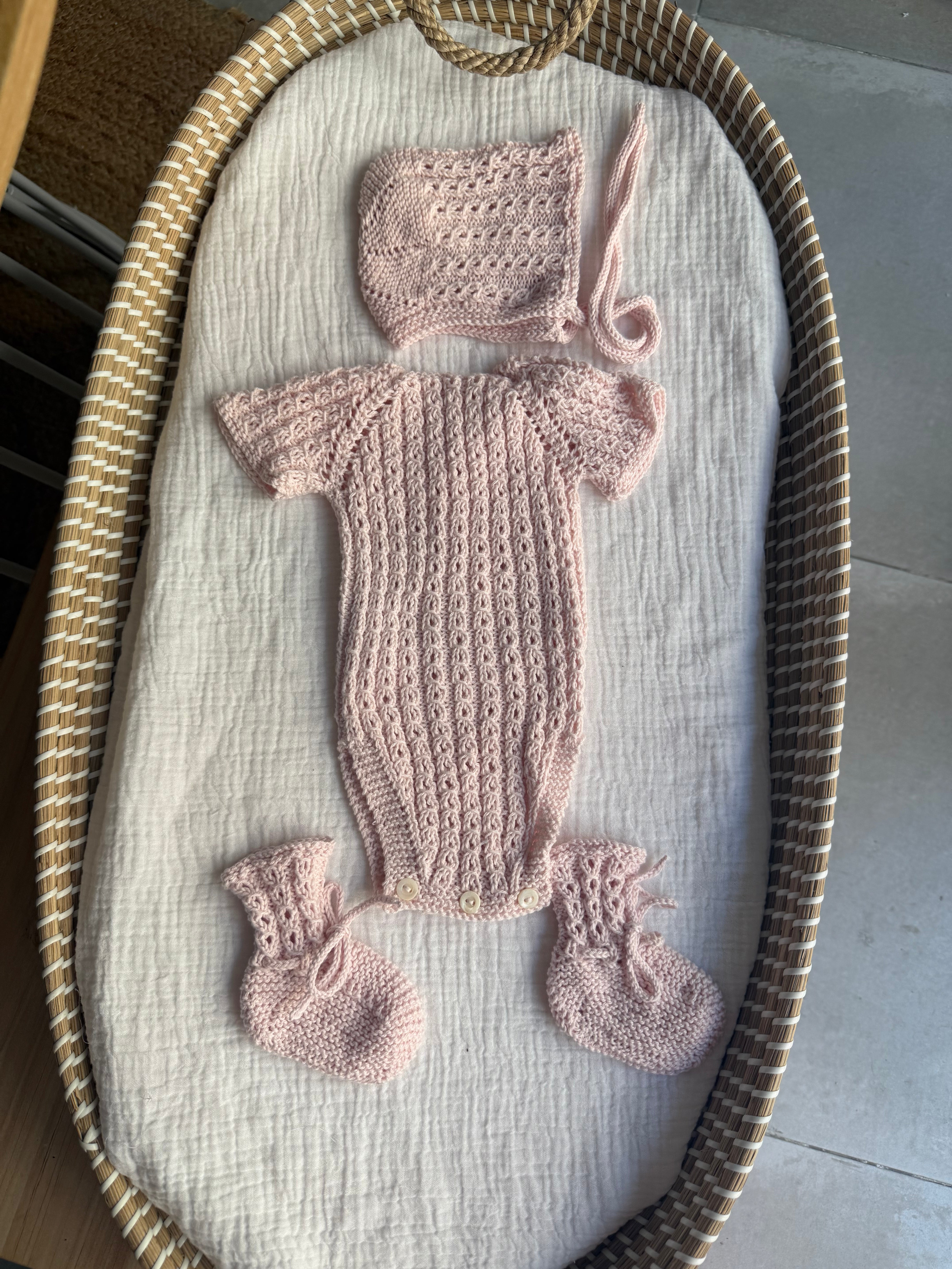 Conjunto macarena algodón rosa bebé