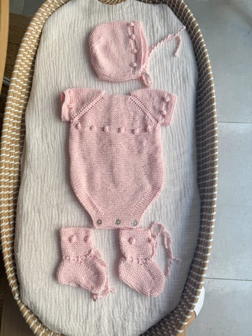 Conjunto bodoques rosa bebé algodón