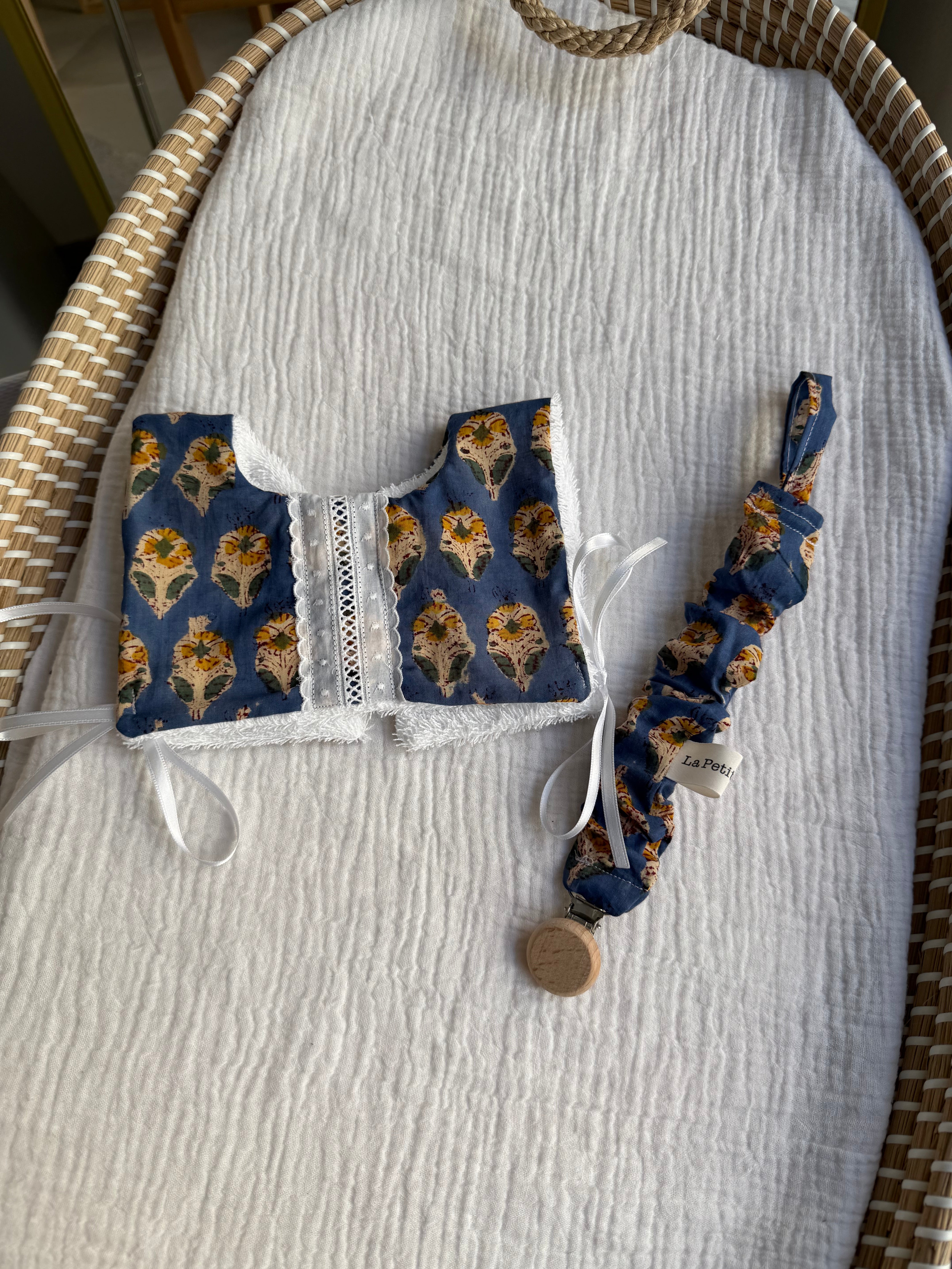 Baberola flor India azul y mostaza