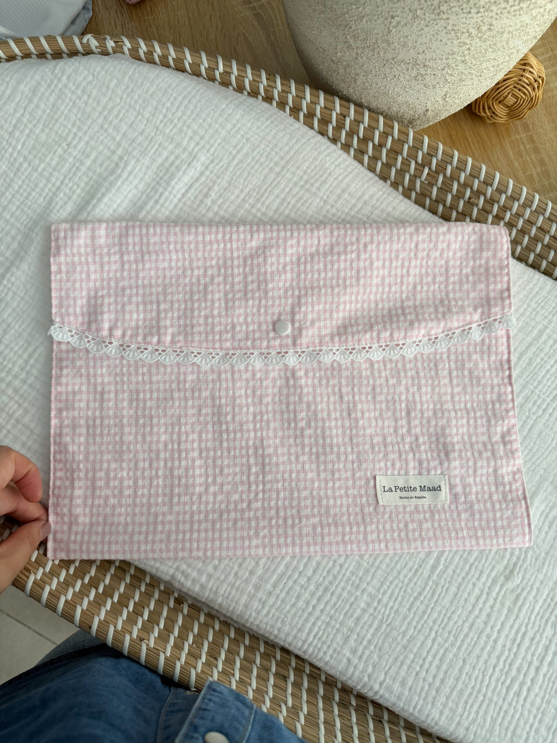 Bolsa de muda vichy rosa