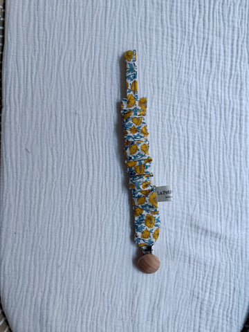 Chupetero flor liberty mostaza y azul
