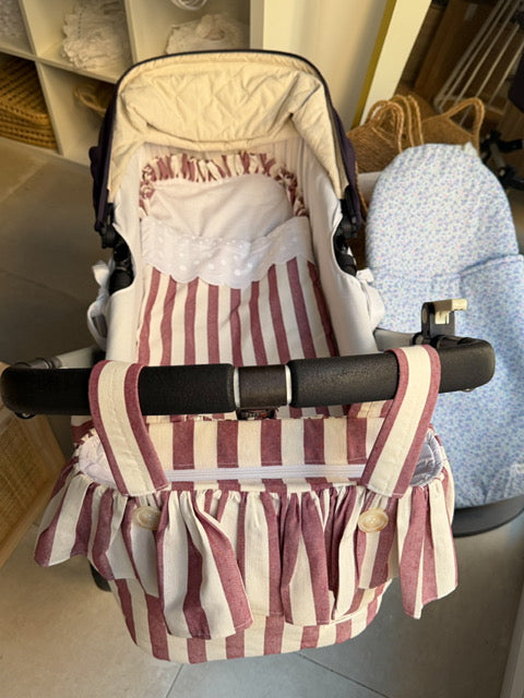 Bolso de carro rayas borgoña
