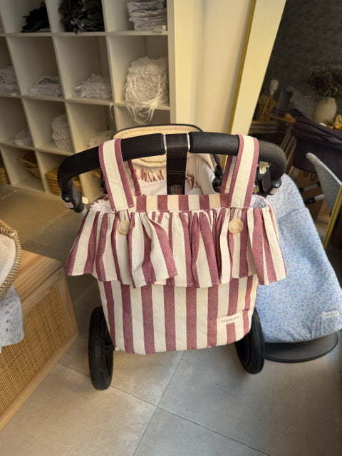 Bolso de carro rayas borgoña