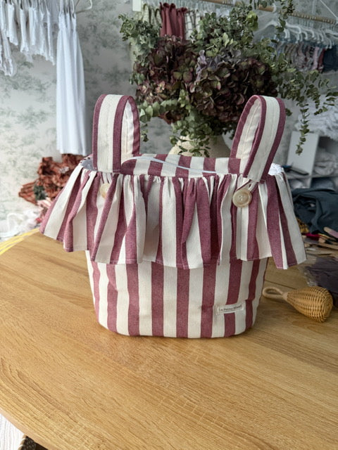 Bolso de carro rayas borgoña