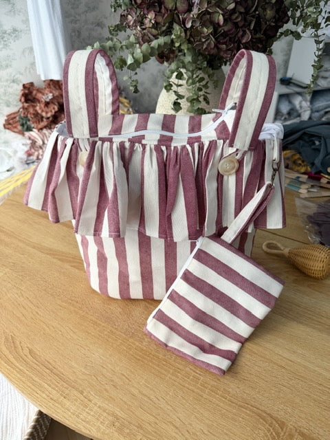 Bolso de carro rayas borgoña