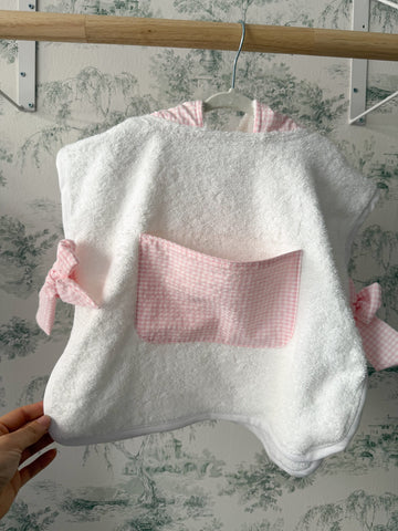 Poncho de playa vichy rosa