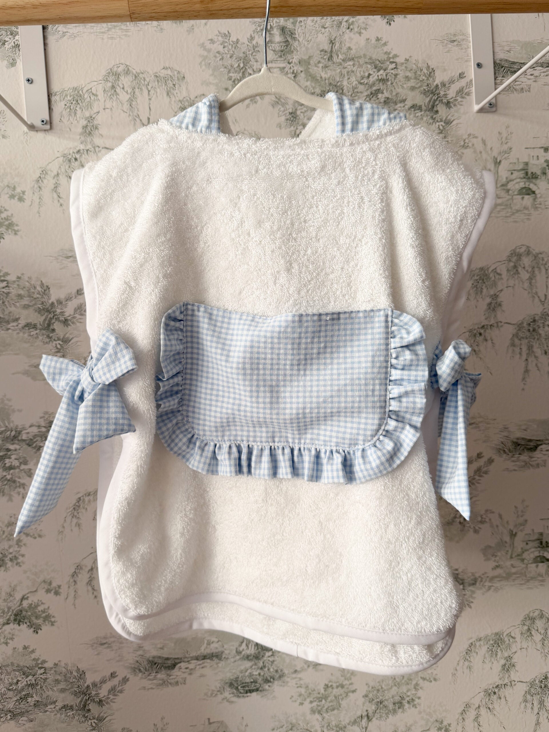 Poncho de playa vichy celeste volante