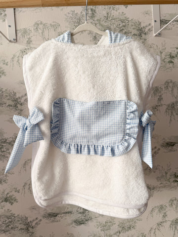 Poncho de playa vichy celeste volante