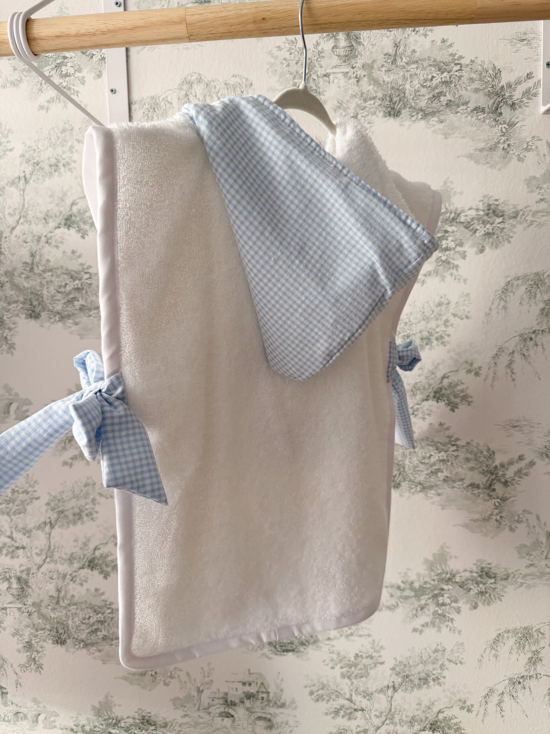 Poncho de playa vichy celeste