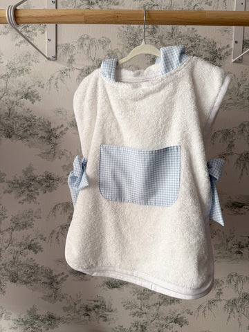Poncho de playa vichy celeste