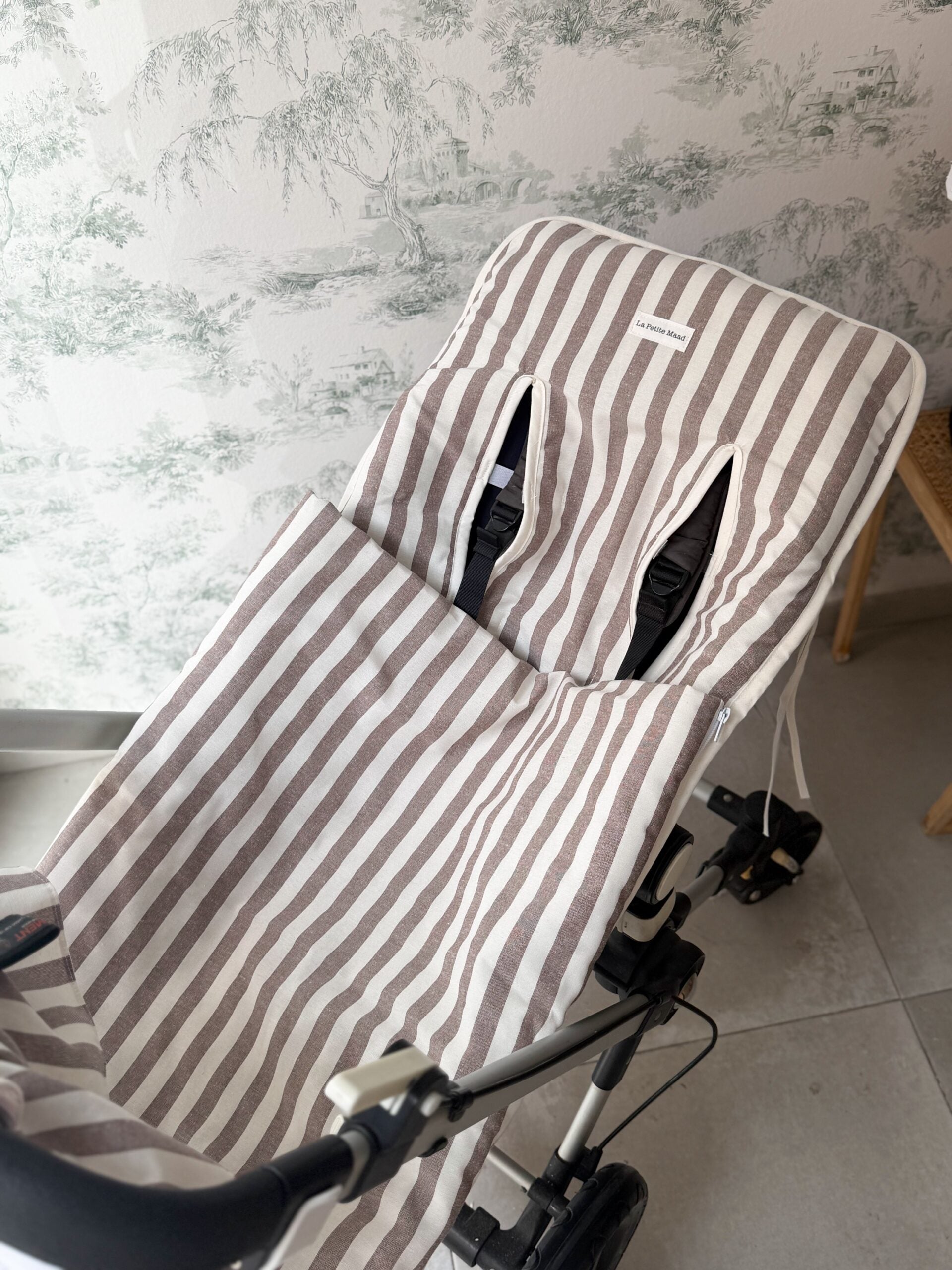 Saco universal para silla rayas beige