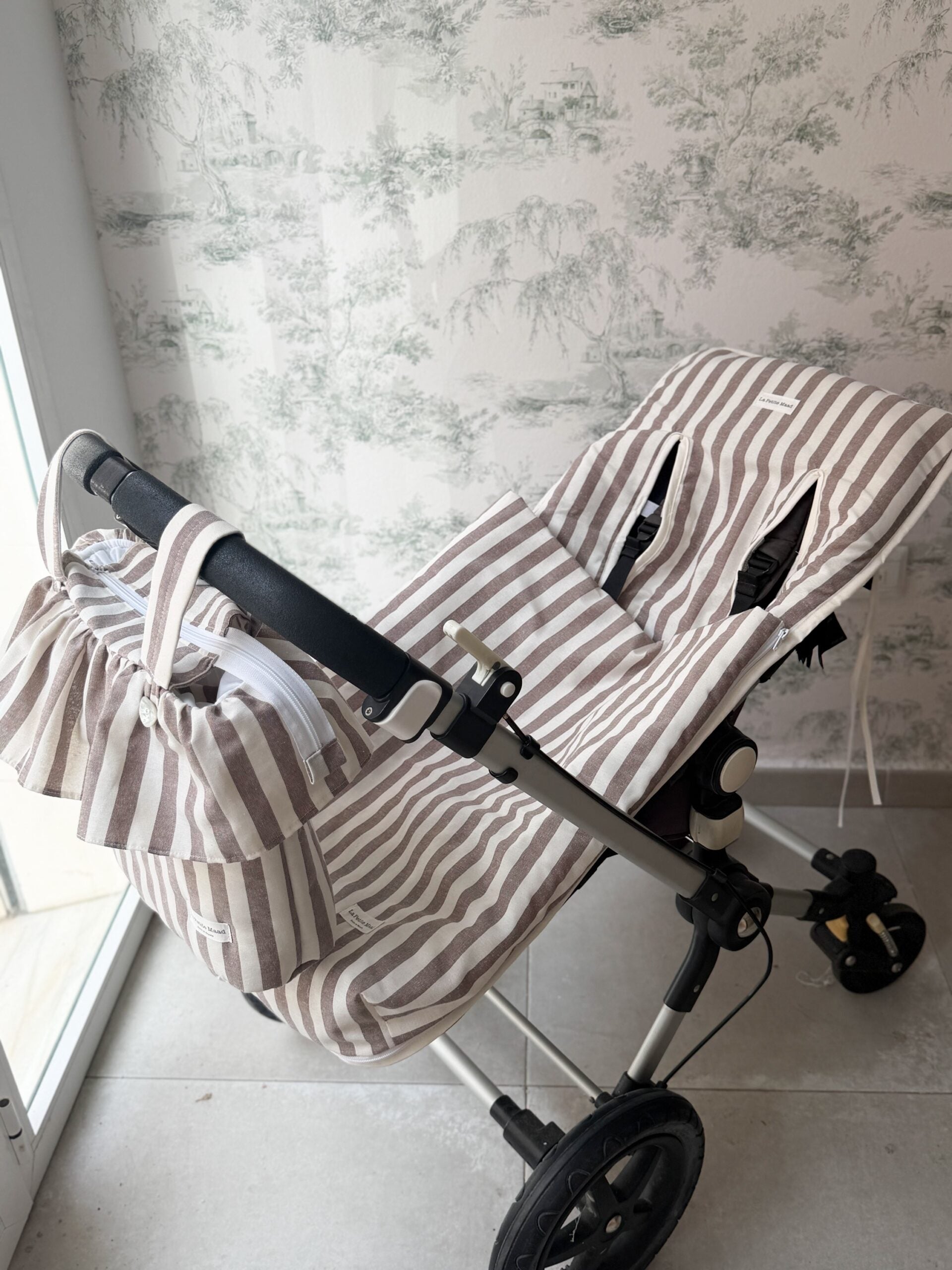 Saco universal para silla rayas beige