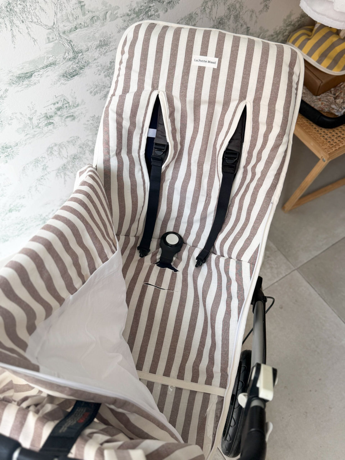 Saco universal para silla rayas beige
