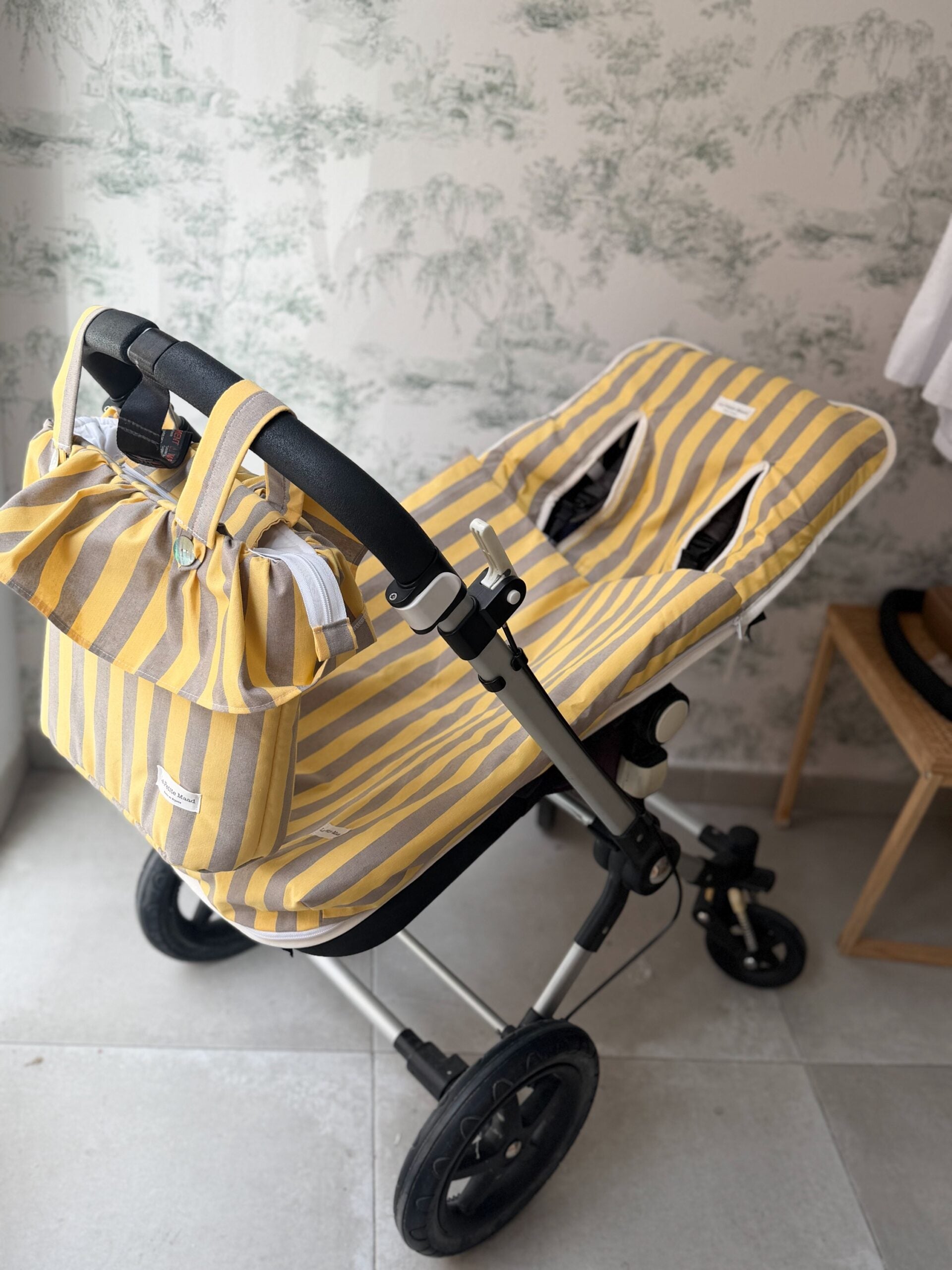 Saco universal para silla rayas limón