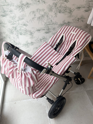 Saco universal para silla rayas borgoña