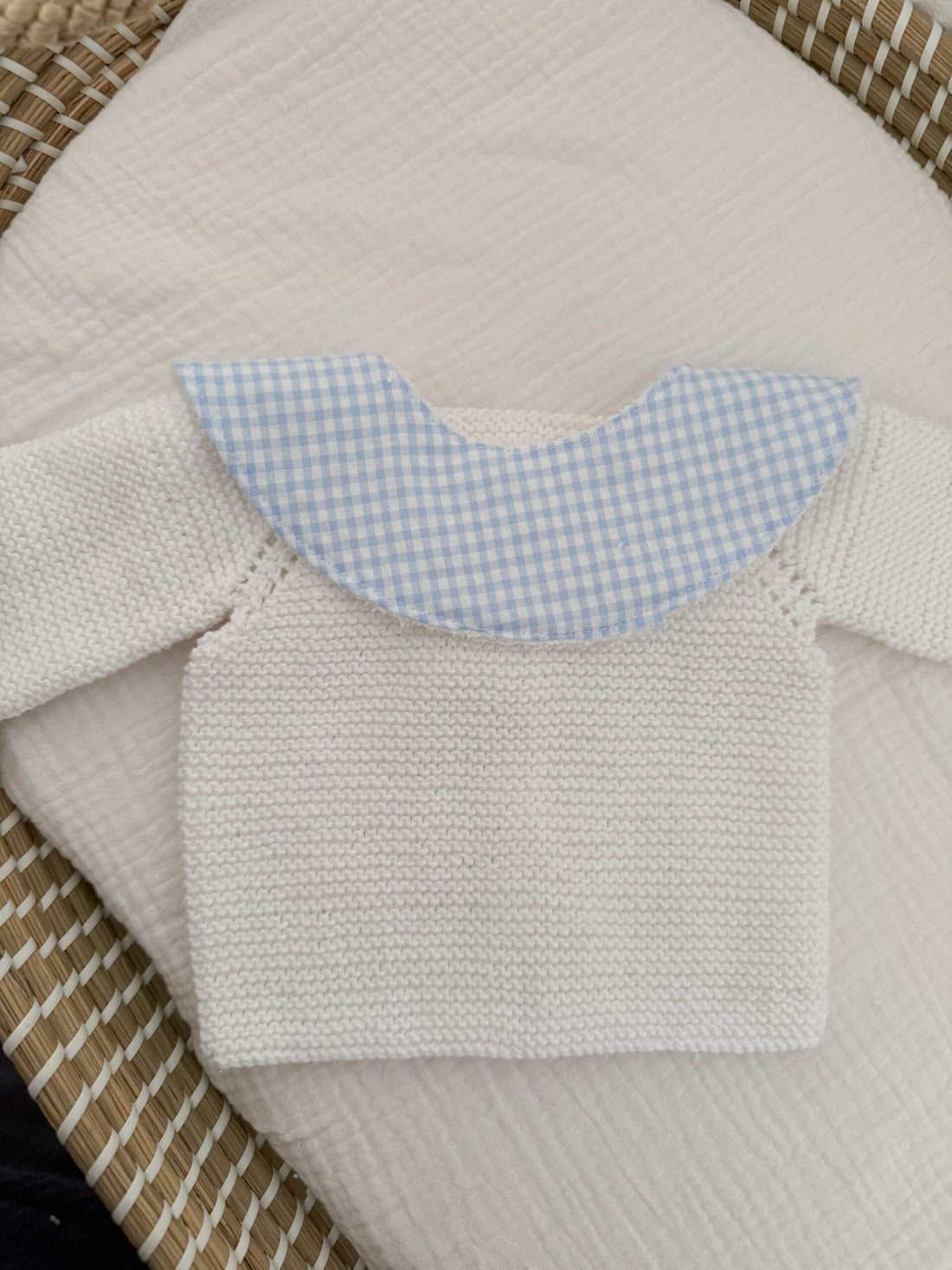 Cuello salvababas vichy celeste