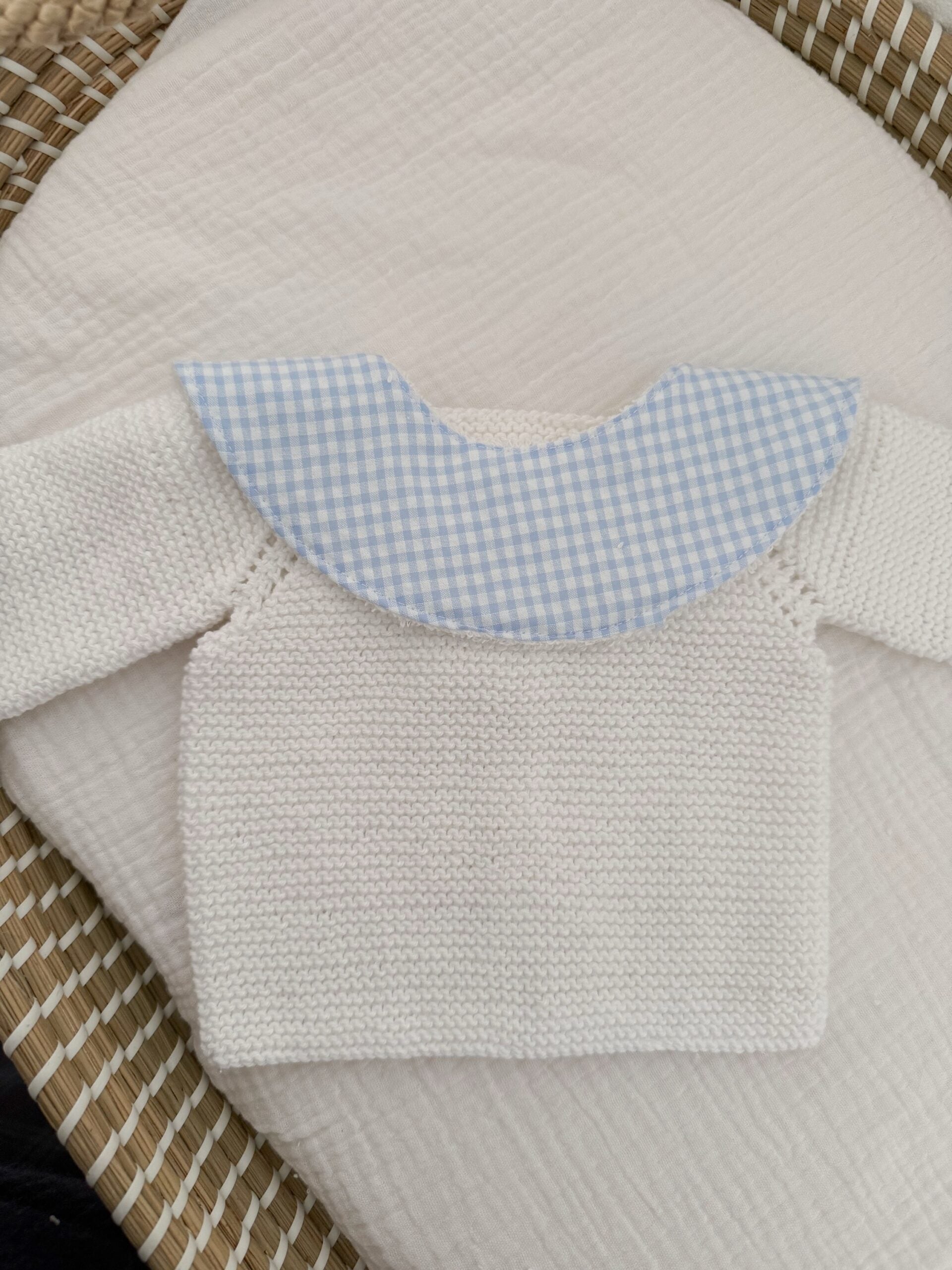 Cuello salvababas vichy celeste