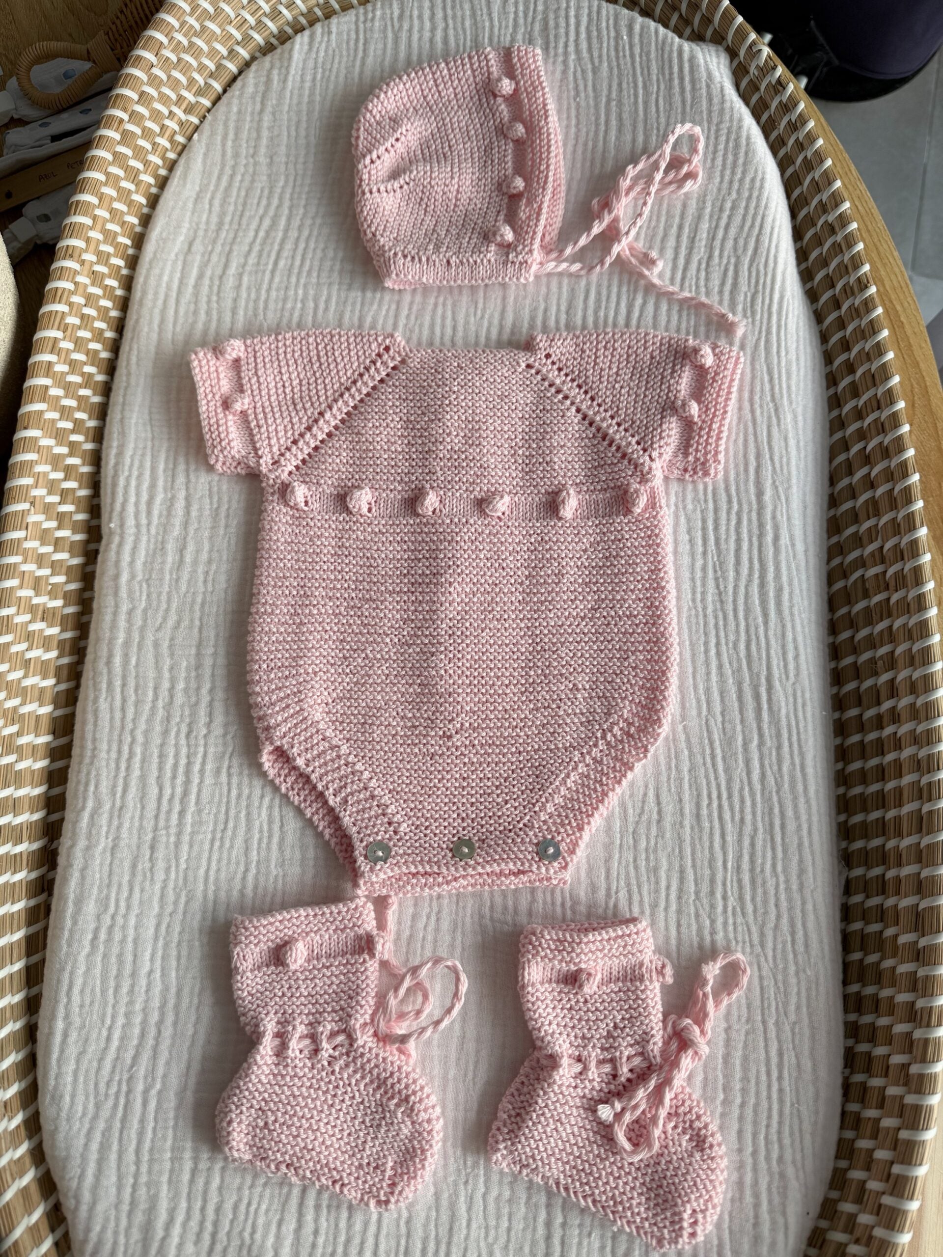 Conjunto bodoques rosa bebé algodón