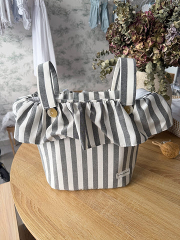 Bolso de carro rayas gris jaspeado